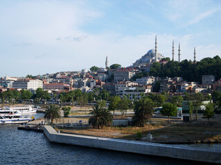 Fototapeta premium The skyline of Istanbul from the Halic station