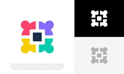 Obraz premium Community people, social community, human family logo abstract design vector