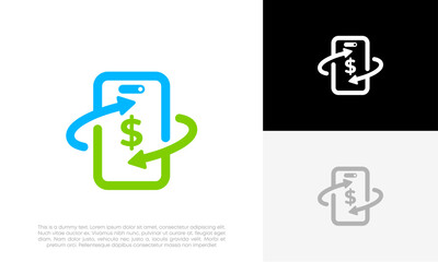 mobile sync money logo design vector 