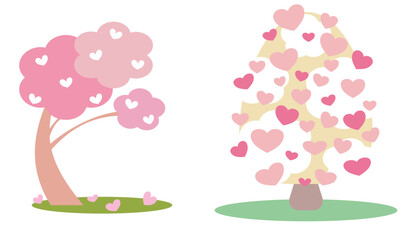 Valentine's day decorations, heart trees vector for decoration 
