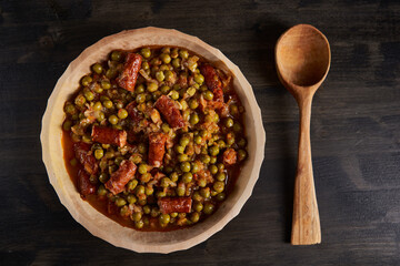 Pea stew with sausages