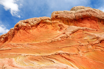 Mindblowing shapes and colors of moonlike sandstone formations in White Pocket, Arizona, USA.