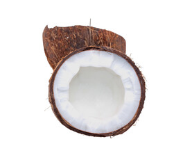 Half a coconut on a transparent background