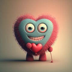 Cute valentines heart. Valentines day card. Adorable heart cartoon character - obrazy, fototapety, plakaty