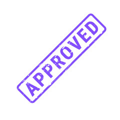 Approved blue grunge square rubber seal stamp. Flat vector illustration isolated on white background.