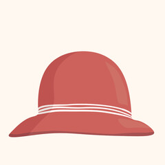 Elegant woman's hat isolated on white background. Headgear vector illustration for woman, girl or ladies. Summer sun protection. Doodle vector art. Single icon. Fashion flat sketch