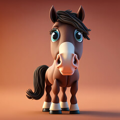 Cute Cartoon Horse Character (Generative AI)