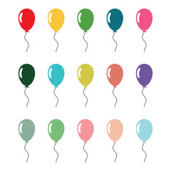 Bunch of balloons for birthdays and parties. colorful balloons on a white background. flat icon