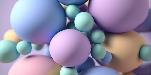 Fototapeta na wymiar Abstract 3d background design with pastel colored spheres. Generative Ai.