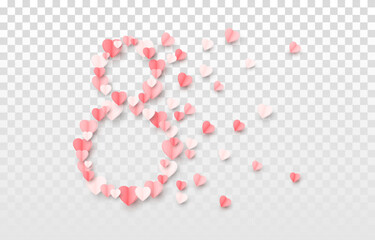 Vector multicolored paper hearts png. Paper confetti in the form of 8 png. Paper elements png. Hearts for March 8, Mother's Day.