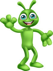 Alien Cute Little Green Man Martian Cartoon Mascot