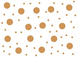White background with a pattern of brown large and small circles