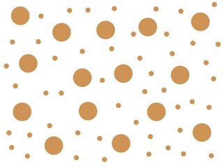 White background with a pattern of brown large and small circles