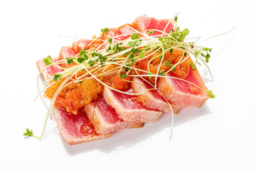 tuna sashimi on the white background
