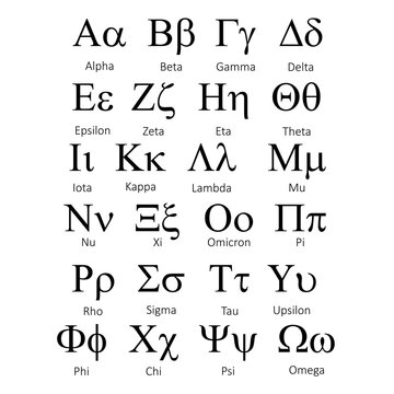 Greek Alphabets Symbols on Transparent Background