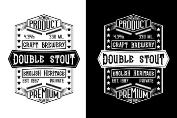 A label for beer bottles on white and black background.