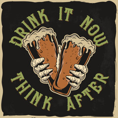 Skeleton's hands holding 2 glasses of beer.