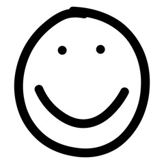 Hand drawn smiling face emoji  on Transparent Background