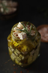 Cottage cheese feta marinated in olive oil