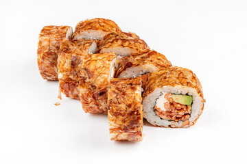 tasty sushi on the white