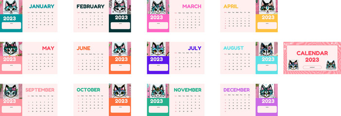 Fototapeta na wymiar Feline Fun: A Cat-Inspired Calendar 2023