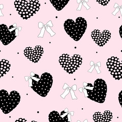 Hearts seamless pattern. Print with abstract texture. Valentine pattern. Packaging template, wrapping paper, textiles, bedding and wallpaper.
