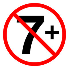 Obraz premium Age Ratting Sign Not Suitable for Children under 7 on Transparent Background