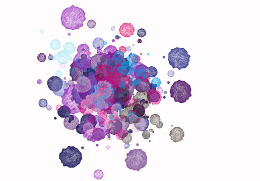 Colorful paint drops on white araka area