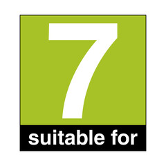 Age rating sign over 7 on Transparent Background