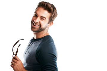 A young man posing isolated on a PNG background.