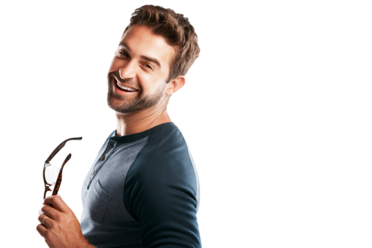 A young man posing isolated on a PNG background.