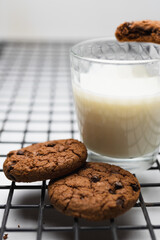 chocolate chip cookies with milk
