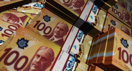 Obraz premium Canada Canadian dollar 100 CAD banknote money 3d illustration