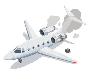 Private Airplane Accidents Between Takeoff and Landing Crash travel insurance illustration isometric isolated