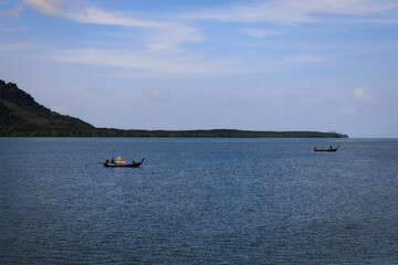 Fototapeta na wymiar Long-Tail fishing boats on the sea in Krabi, Thailand