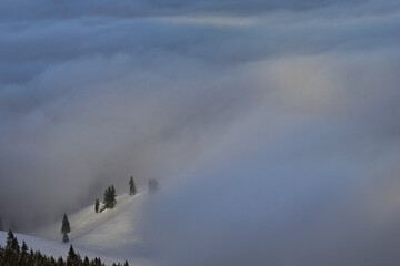Obraz na płótnie Canvas Mist in Ciucas Mountains, Romania