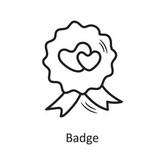 Badge vector outline hand draw Icon design illustration. Valentine Symbol on White background EPS 10 File