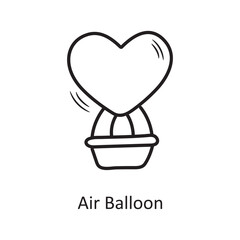 Air Balloon vector outline hand draw Icon design illustration. Valentine Symbol on White background EPS 10 File