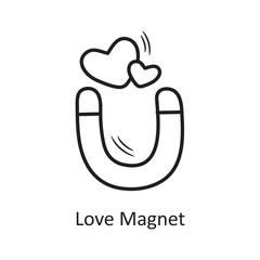 Love Magnet vector outline hand draw Icon design illustration. Valentine Symbol on White background EPS 10 File