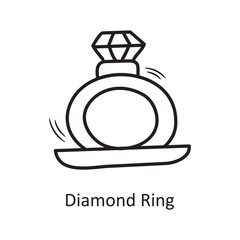  Diamond Ring vector outline hand draw Icon design illustration. Valentine Symbol on White background EPS 10 File
