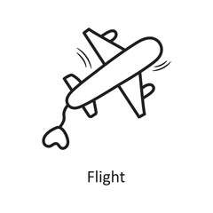 Flight vector outline hand draw Icon design illustration. Valentine Symbol on White background EPS 10 File