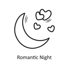 Romantic Night vector outline hand draw Icon design illustration. Valentine Symbol on White background EPS 10 File