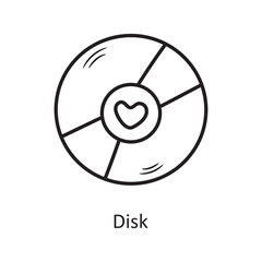 Disk vector outline hand draw Icon design illustration. Valentine Symbol on White background EPS 10 File