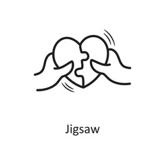 Jigsaw vector outline hand draw Icon design illustration. Valentine Symbol on White background EPS 10 File
