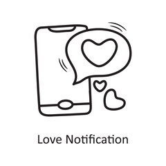 Love Notification vector outline hand draw Icon design illustration. Valentine Symbol on White background EPS 10 File