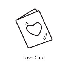 Love Card vector outline hand draw Icon design illustration. Valentine Symbol on White background EPS 10 File