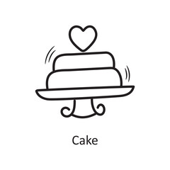 Cake vector outline hand draw Icon design illustration. Valentine Symbol on White background EPS 10 File