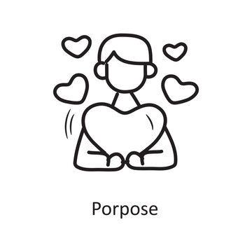 Porpose vector outline hand draw Icon design illustration. Valentine Symbol on White background EPS 10 File