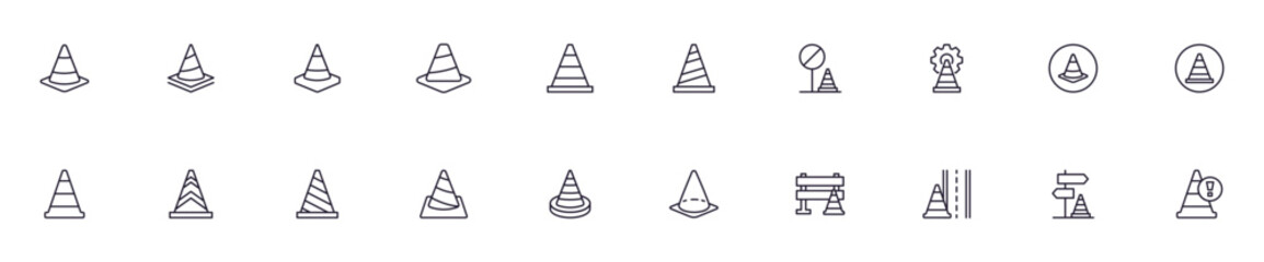 Collection of modern cone outline icons. Set of modern illustrations for mobile apps, web sites, flyers, banners etc isolated on white background. Premium quality signs.