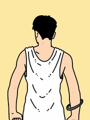 Fototapeta premium cute man cartoon on yellow background